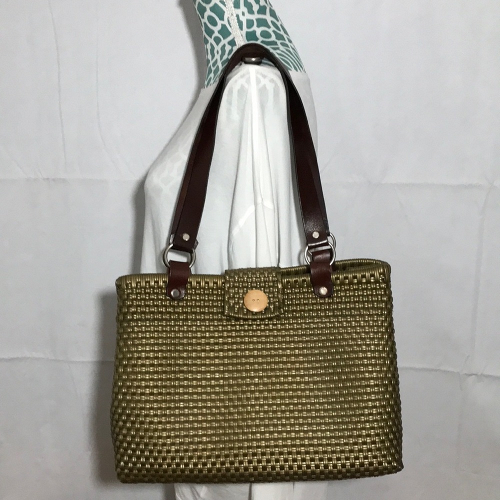 PVC Wicker Basket Shoulder Purse Bag